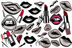 lipstick and lips tattoo idea