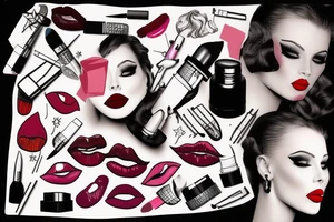 lipstick and lips tattoo idea