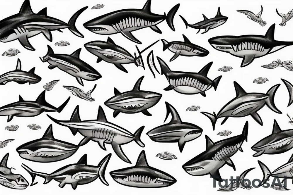 shark in waves tattoo idea