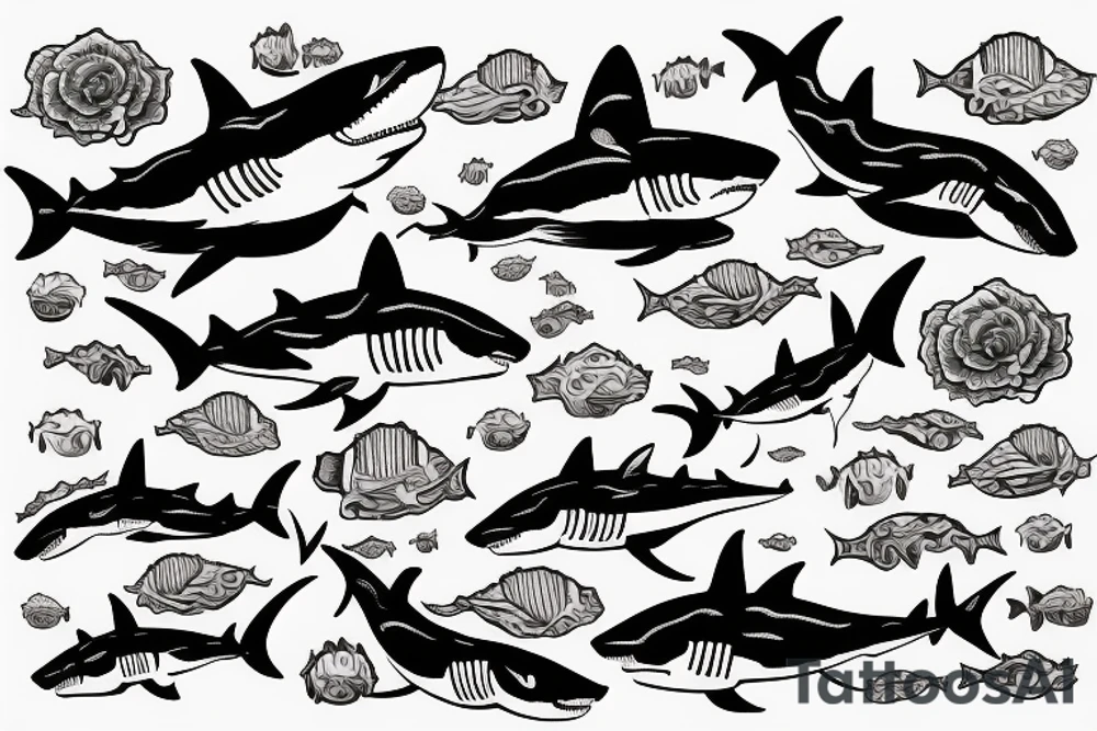 shark in waves tattoo idea