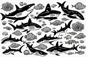 shark in waves tattoo idea