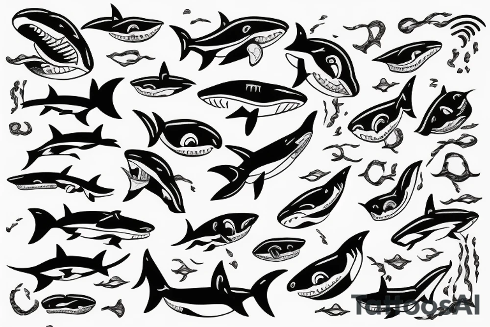 shark in waves tattoo idea