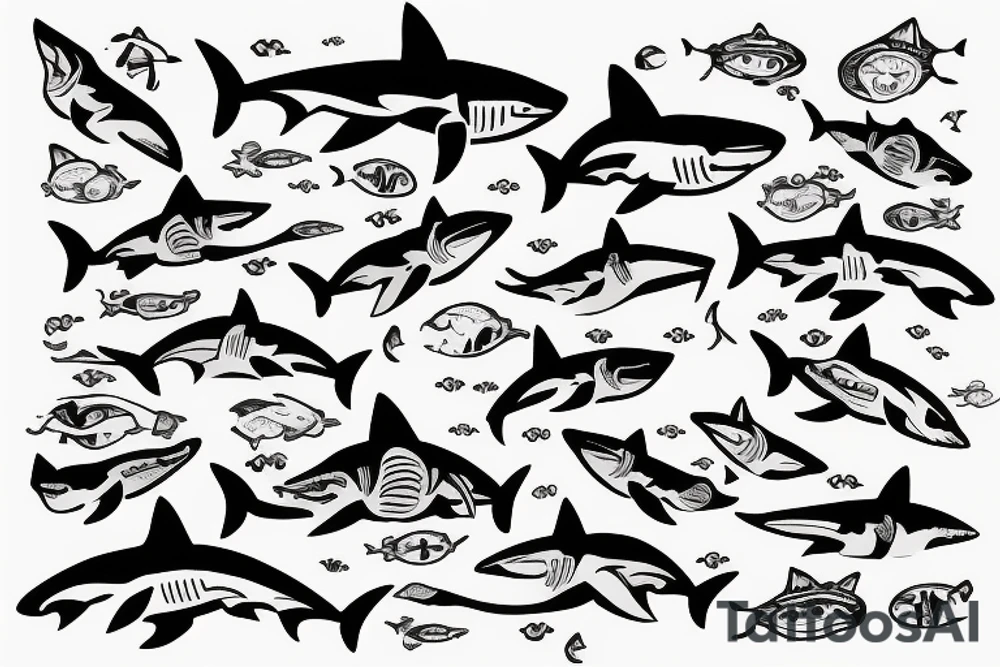 shark in waves tattoo idea