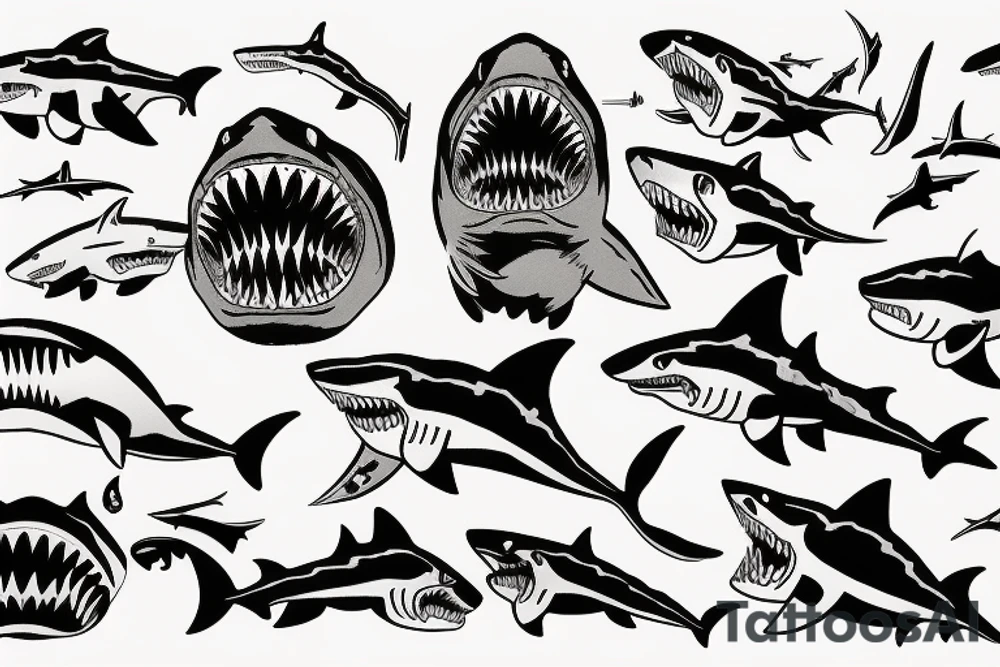 shark with jaws open tattoo idea