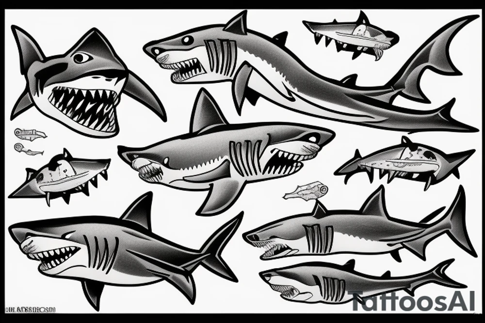 shark with jaws open tattoo idea