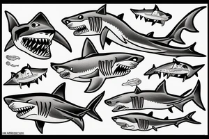 shark with jaws open tattoo idea