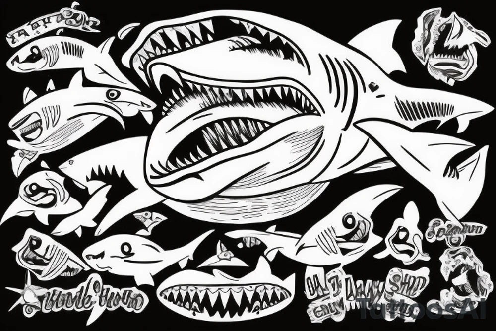 shark with jaws open tattoo idea