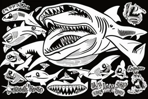 shark with jaws open tattoo idea