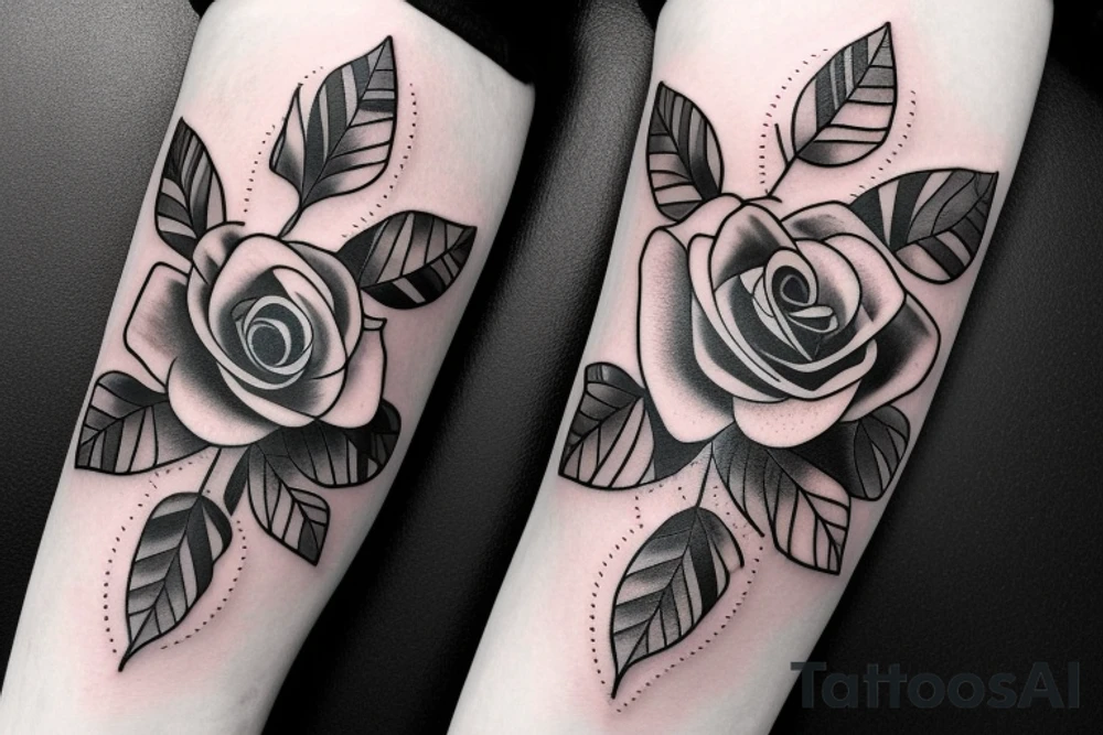 Cross inside roses tattoo idea