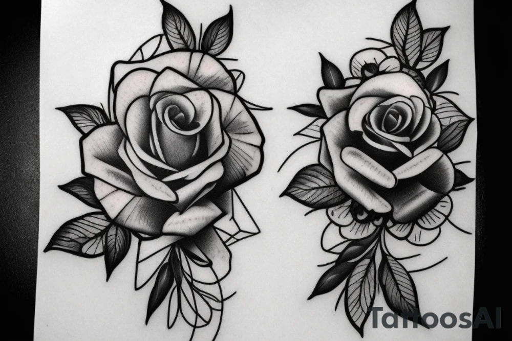 Cross inside roses tattoo idea