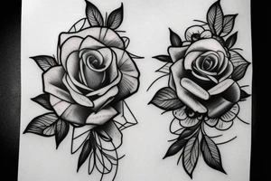 Cross inside roses tattoo idea