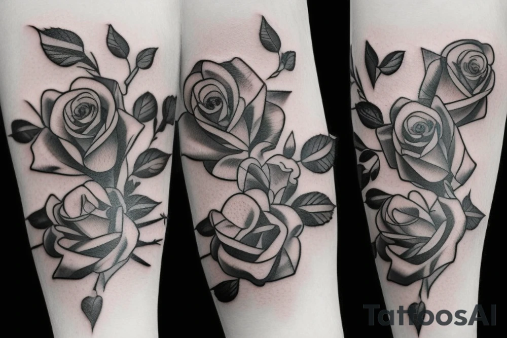 Cross with roses tattoo idea