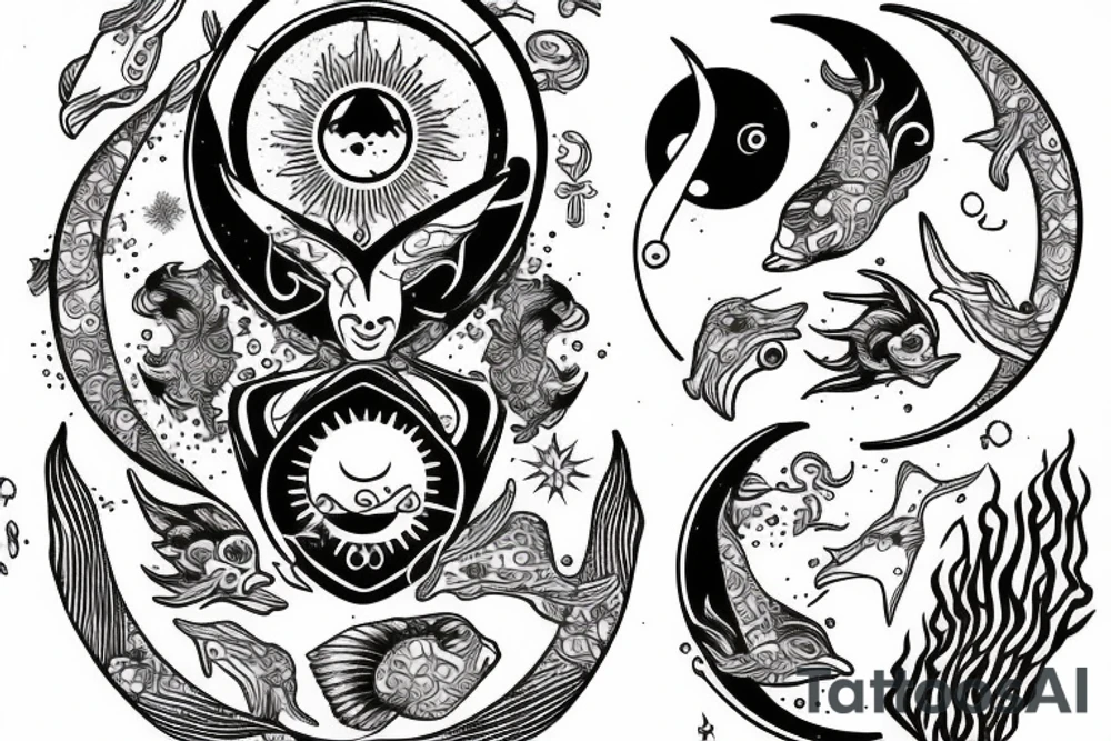 Pisces sun, aquarius rising, Sagittarius moon tattoo idea Pisces sun, aquarius rising, Sagittarius moon tattoo idea
