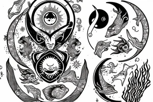 Pisces sun, aquarius rising, Sagittarius moon tattoo idea