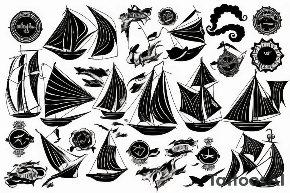 Black ship tattoo idea