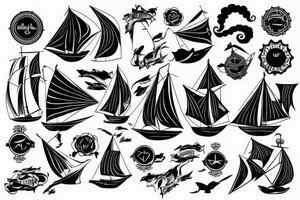 Black ship tattoo idea