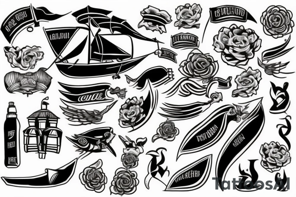Black ship tattoo idea