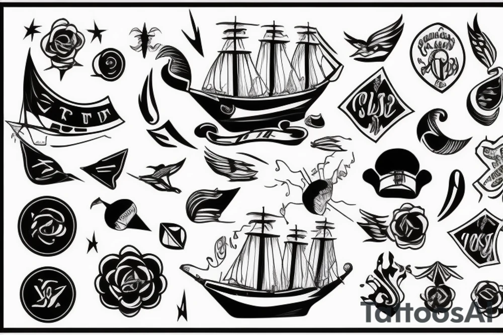 Black ship tattoo idea