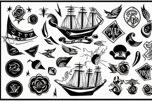 Black ship tattoo idea