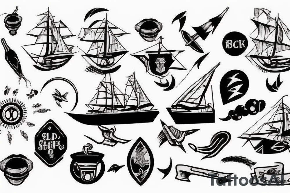 Black ship tattoo idea