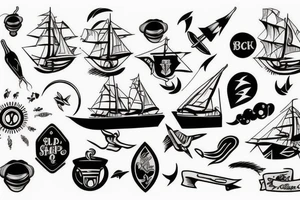 Black ship tattoo idea