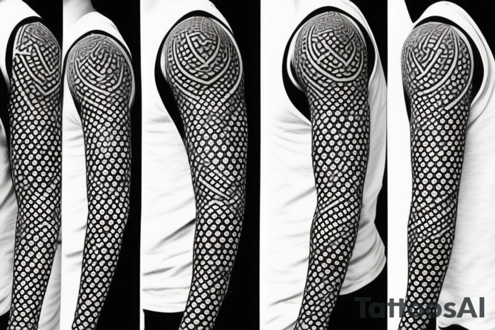 Japanese geometric patterns sleeve tattoo idea
