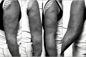 Japanese geometric patterns sleeve tattoo idea