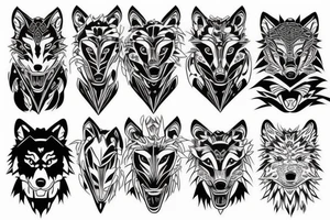 Japanese geometric patterns wolf tattoo idea