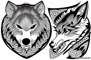 Japanese geometric patterns wolf tattoo idea