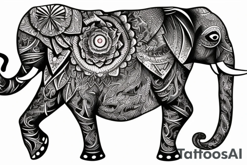 Sleve with elephant and wolf tattoo idea