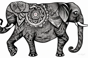 Sleve with elephant and wolf tattoo idea