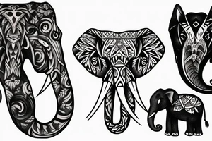 Sleve with elephant and wolf tattoo idea