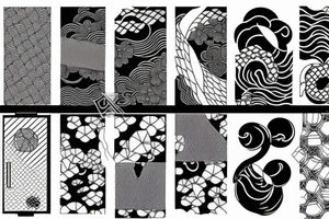 Japanese geometric 3D patterns tattoo idea