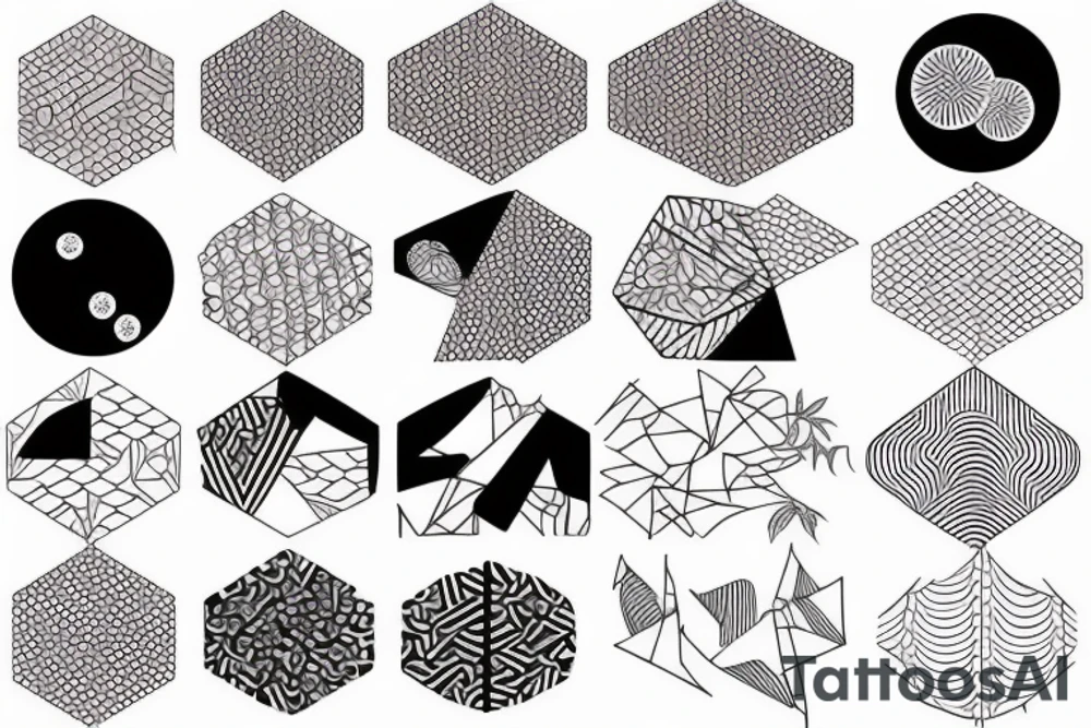 Japanese geometric 3D patterns tattoo idea