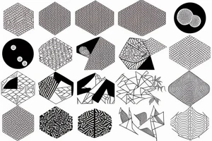 Japanese geometric 3D patterns tattoo idea