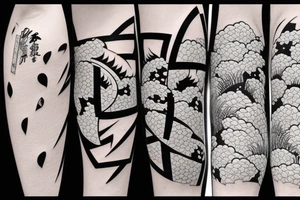 Japanese geometric 3D patterns tattoo idea