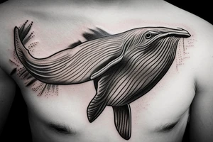 Humpback whale jumping through a Polaroid picture tattoo idea