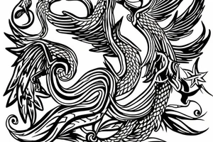 A calm Greek Hydra is holding a cocktail glass with its tail tattoo idea