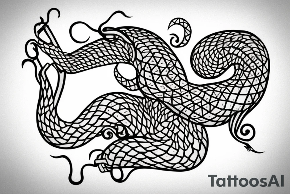 A calm Greek Hydra is holding a cocktail glass with its tail tattoo idea