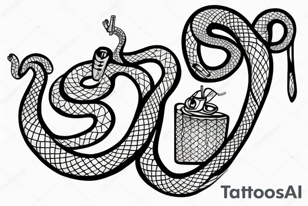 Snake holding cocktail glass tattoo idea