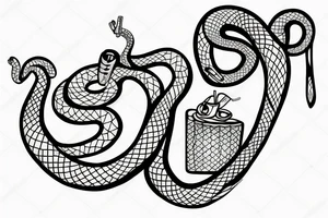 Snake holding cocktail glass tattoo idea