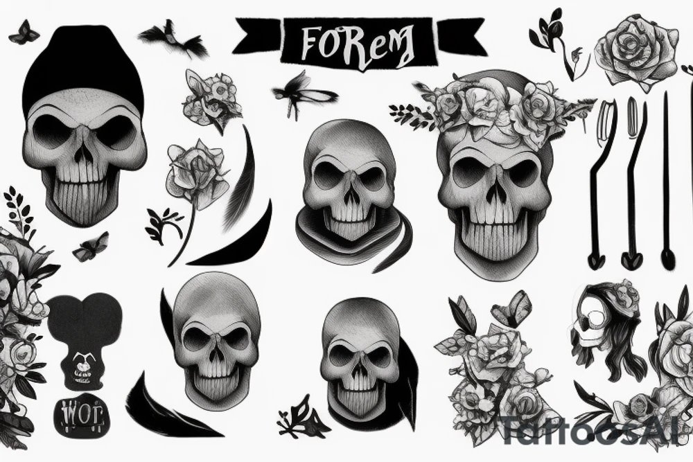 forrest woth fog a wilf and a skull tattoo idea