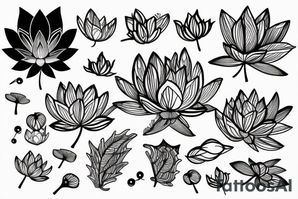 5 leafs Lotus flower with unalome  under tattoo idea