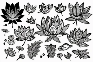 5 leafs Lotus flower with unalome  under tattoo idea