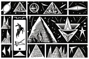 Anubis looking over the pyramids with a shooting star tattoo idea