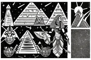 Anubis looking over the pyramids with a shooting star tattoo idea
