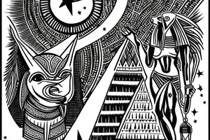 Anubis looking over the pyramids with a shooting star tattoo idea