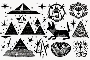 Anubis looking over the pyramids with a shooting star tattoo idea