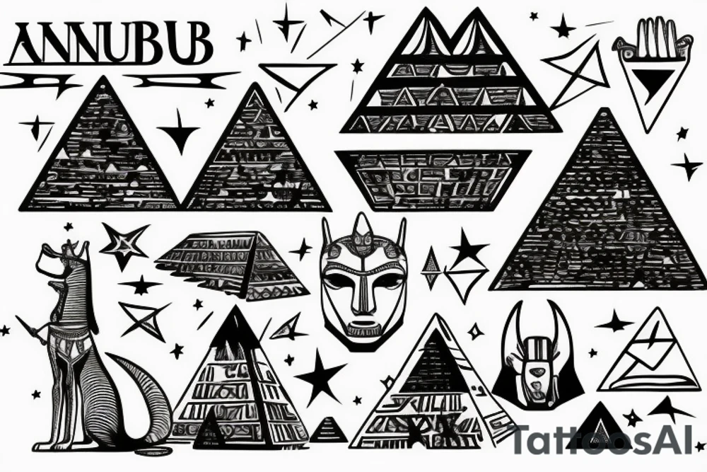 Anubis looking over the pyramids with a shooting star tattoo idea