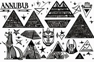 Anubis looking over the pyramids with a shooting star tattoo idea